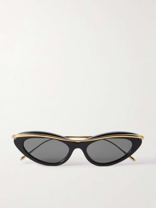 Cat-Eye Gold-Tone and Acetate Sunglasses