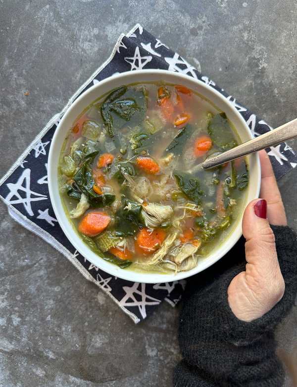 Simple Chicken Soup made with a rotisserie chicken. Find the recipe by Tracy Benjamin on Shutterbean.com