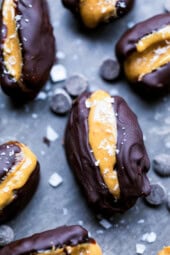 Peanut Butter Chocolate Covered Stuffed Dates