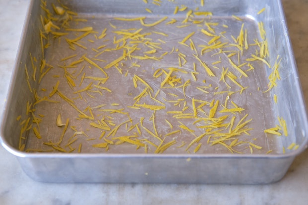 baking pan buttered plus lemon zest