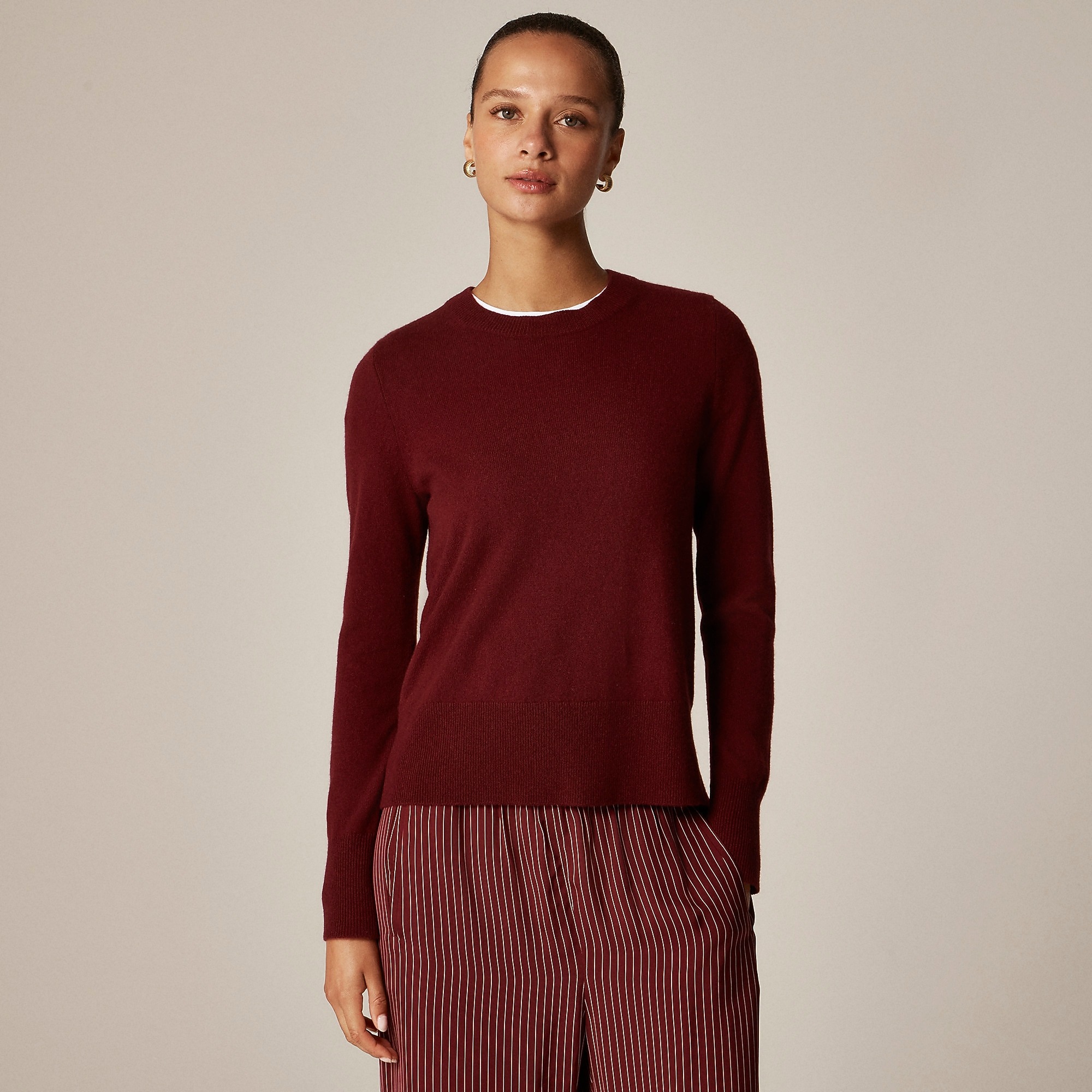 J.Crew, Cashmere Classic-Fit Crewneck Sweater in Inky Burgundy