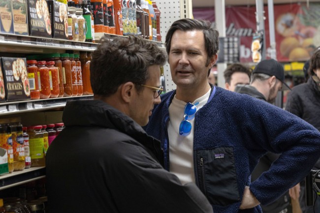 THE MONKEY, from left: Theo James, director Osgood Perkins, on set, 2025. ph: Asterios Moutsokapas / © Neon / Courtesy Everett Collection