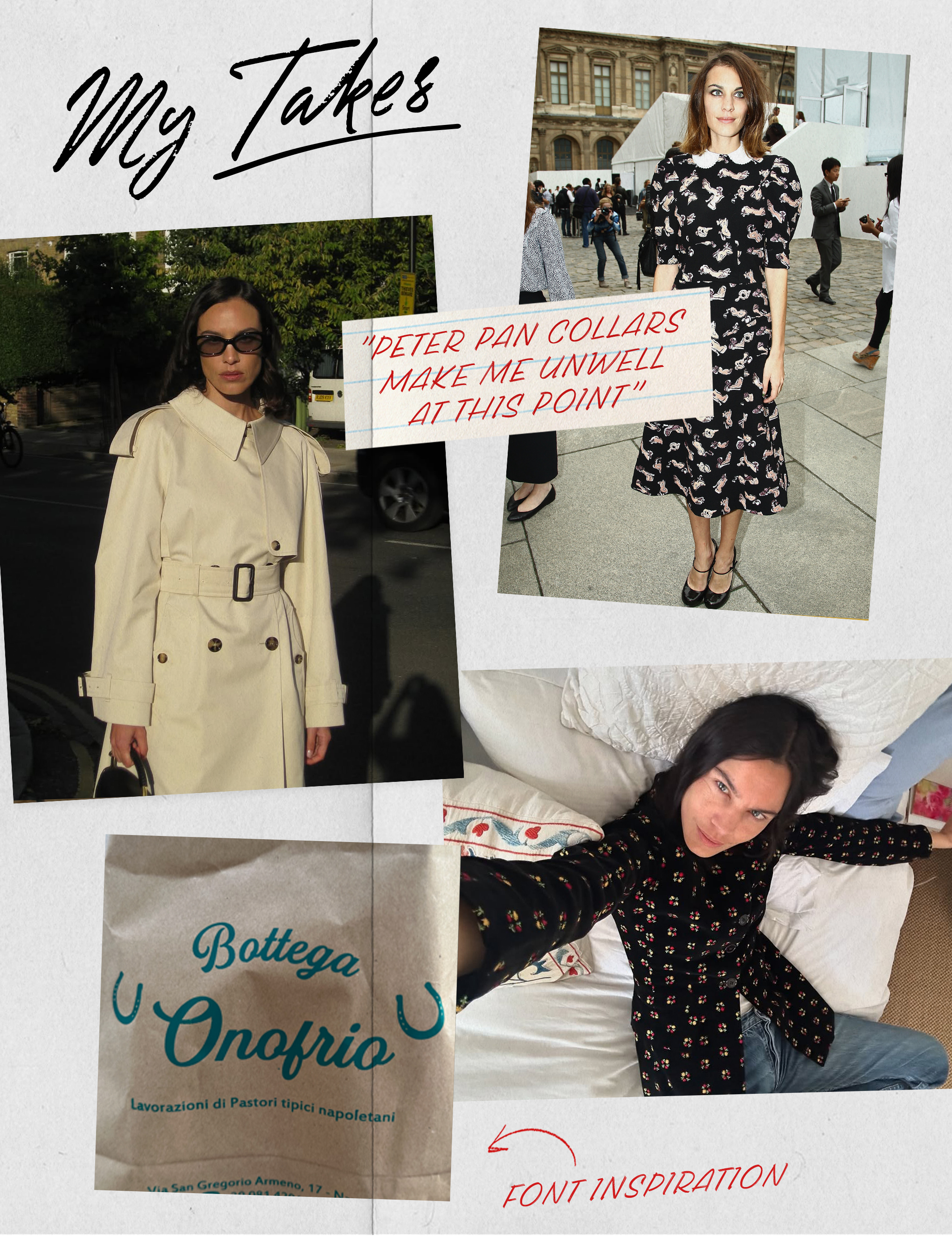 collage of images featuring Alexa Chung's style, work, taste, and takes
