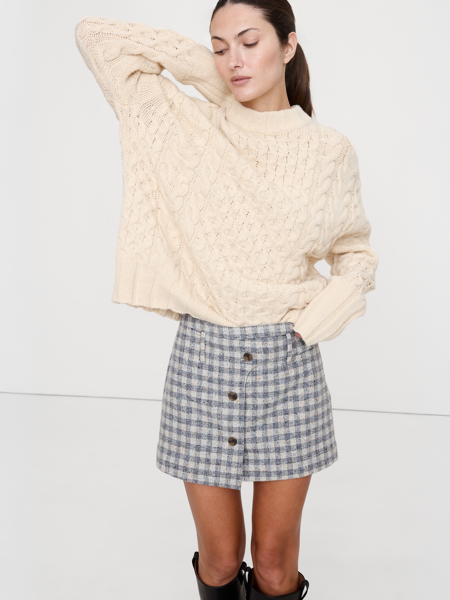 Italian Tweed Wrap Mini Skirt