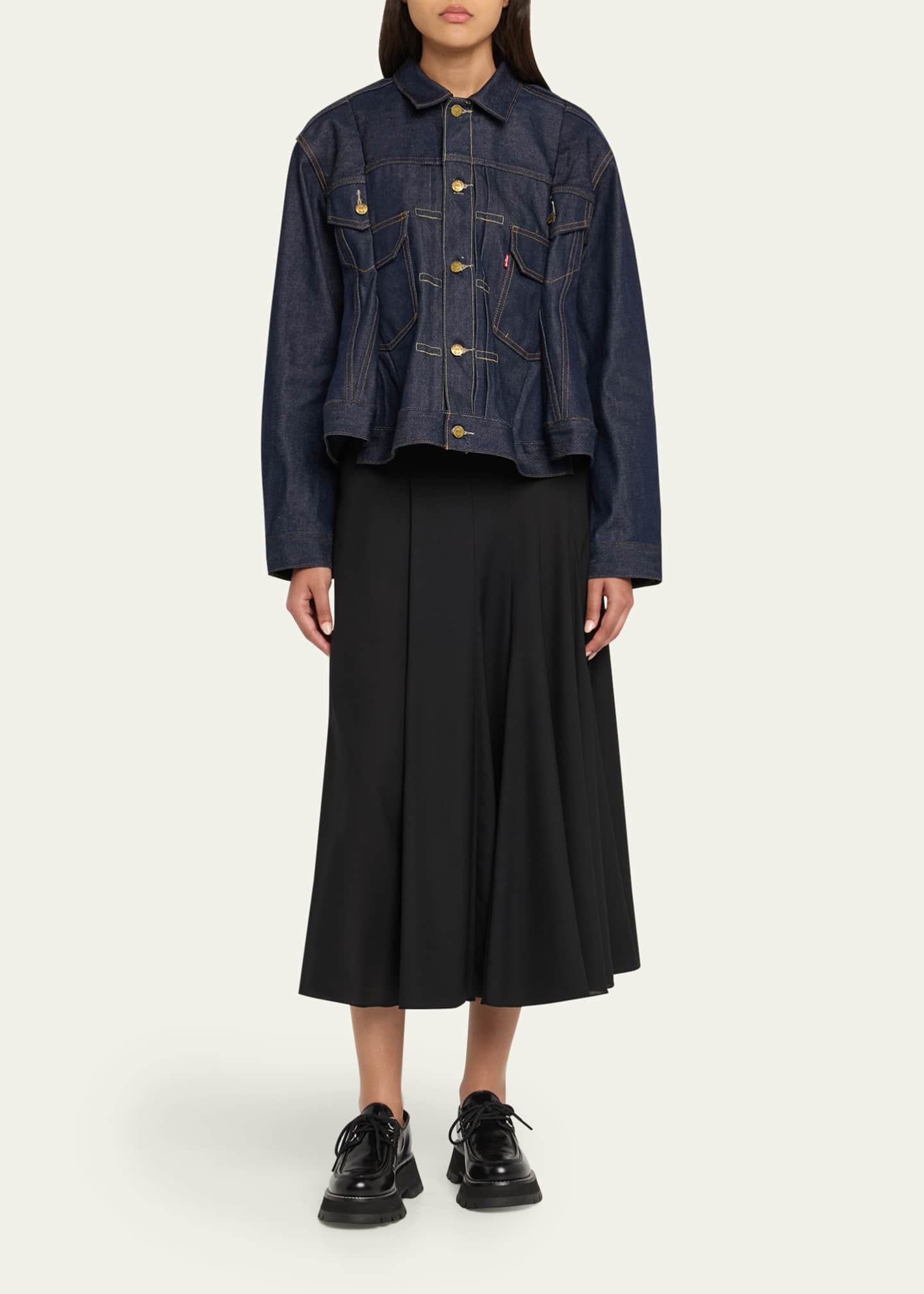 Sacai, Denim Pleated Trucker Jacket