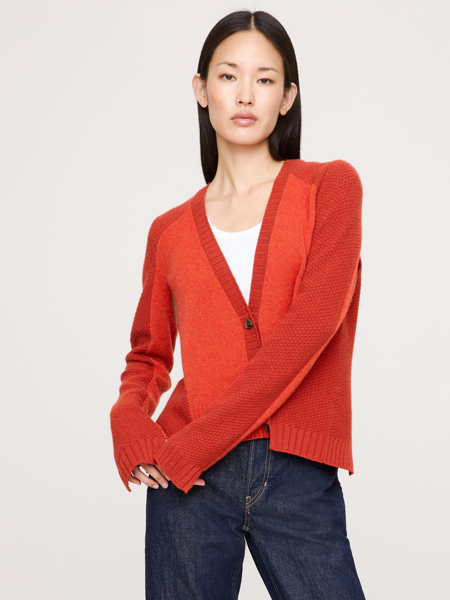 Cashmere Mixed-Stitch Cardigan