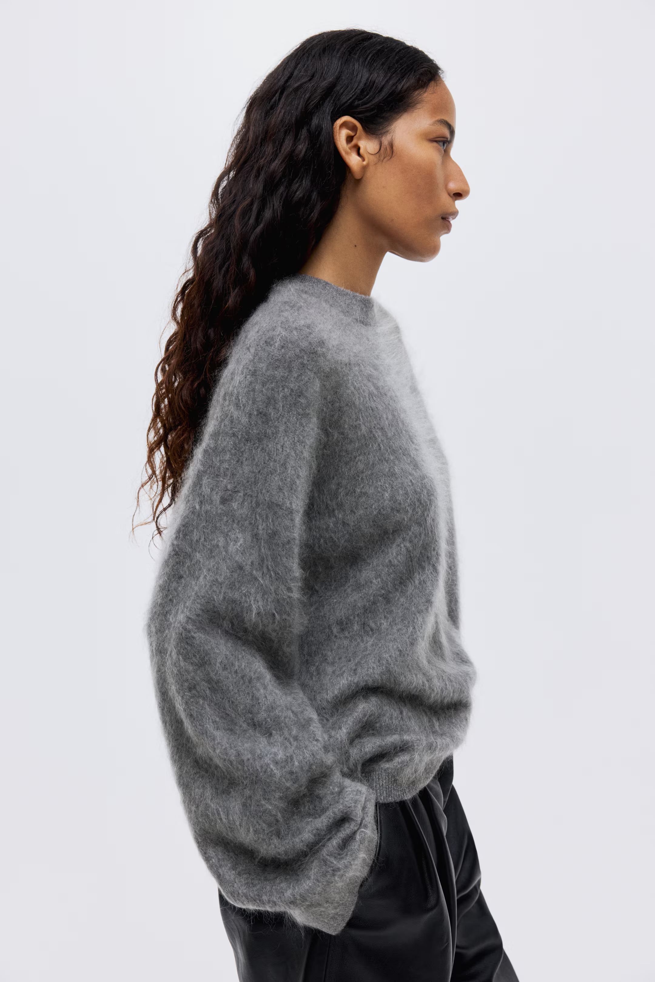 Grey brushed cashmere jumper
