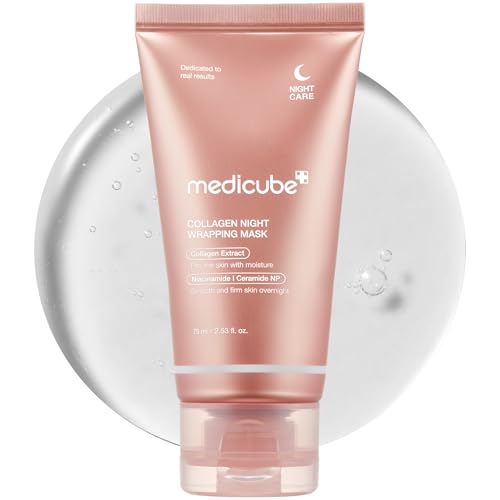 Medicube Collagen Overnight Wrapping Peel Off Facial Mask Pack - Elasticity &amp; Hydration Care, Reduces Sagging &amp; Dullness - Hydrolyzed Collagen for Glowing Skin - Korean Skin Care, 2.53 Fl.oz