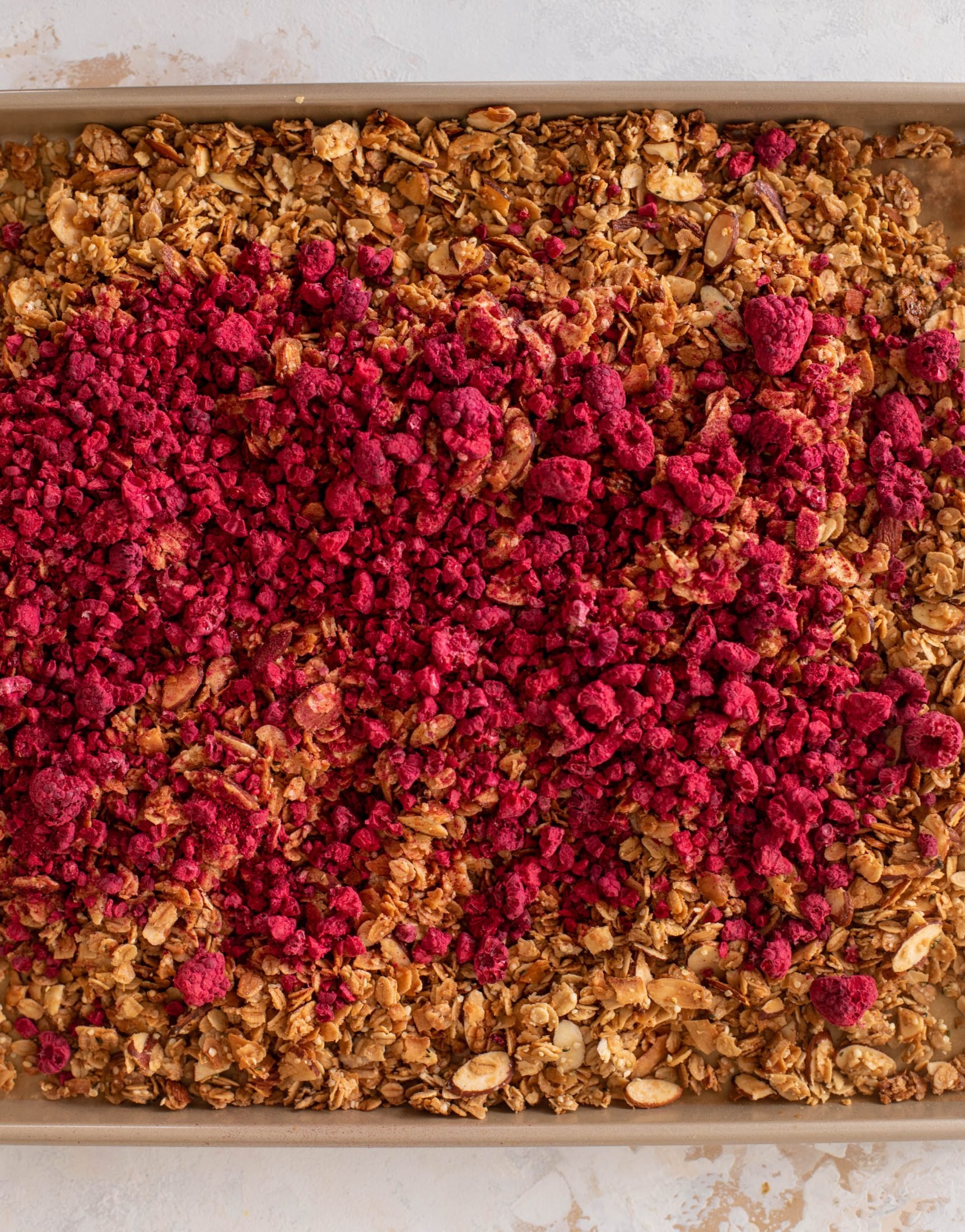 white chocolate raspberry granola